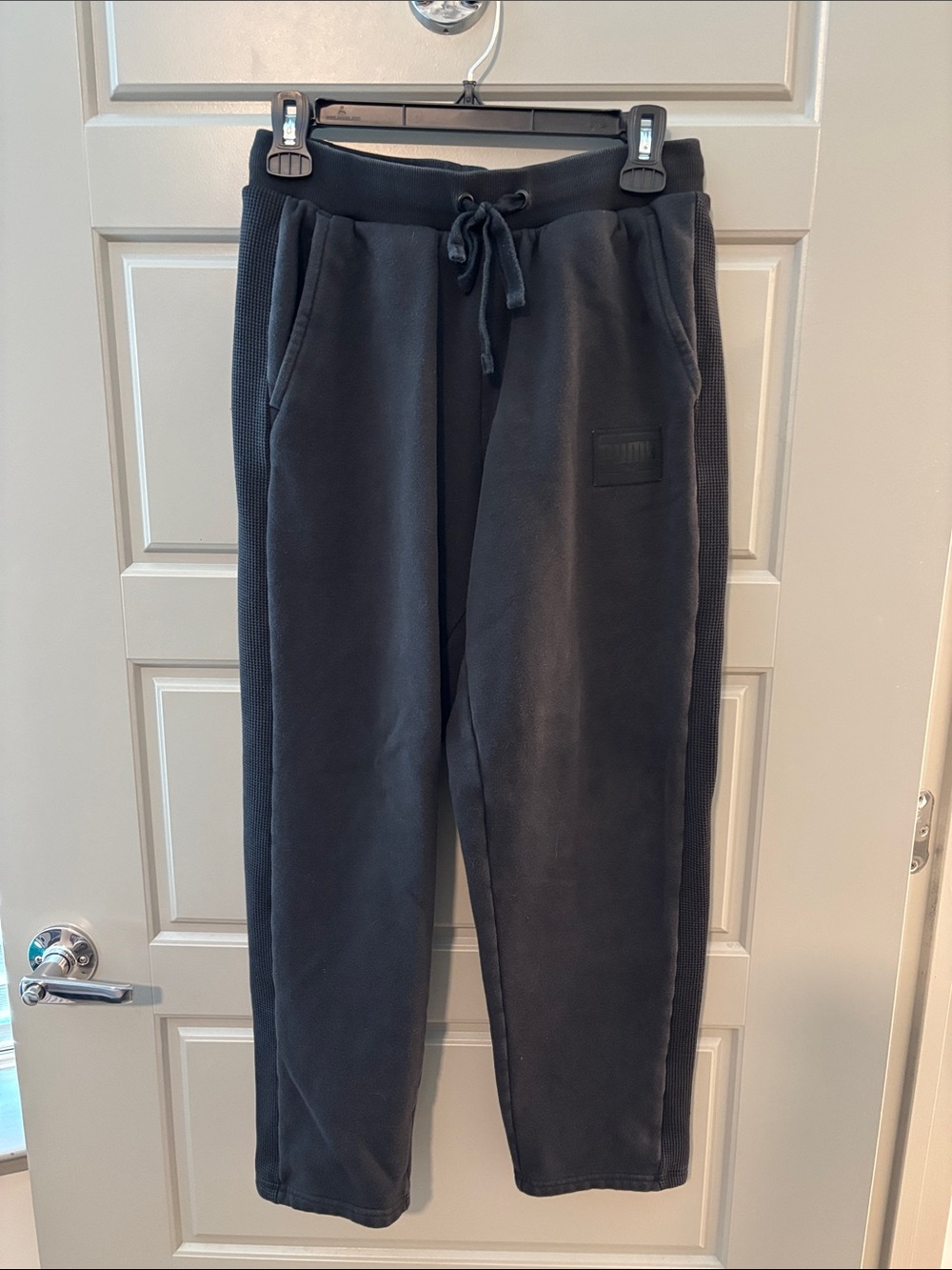 Men's Black Puma Drawstring Fleece Pants